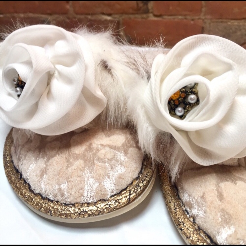 NEW Pretty You LONDON Josie Faux Fur Thong Slipper - Picture 3 of 7